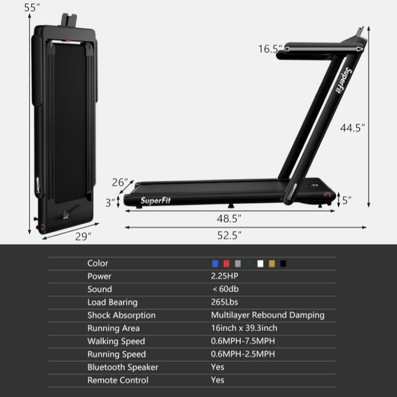 Giantex-Walking Pad / 2 in 1 Folding Treadmill, under Desk Electric Treadmill, Installation-Free with Remote Control, LED Display, Portable Walking Jogging for Home Office