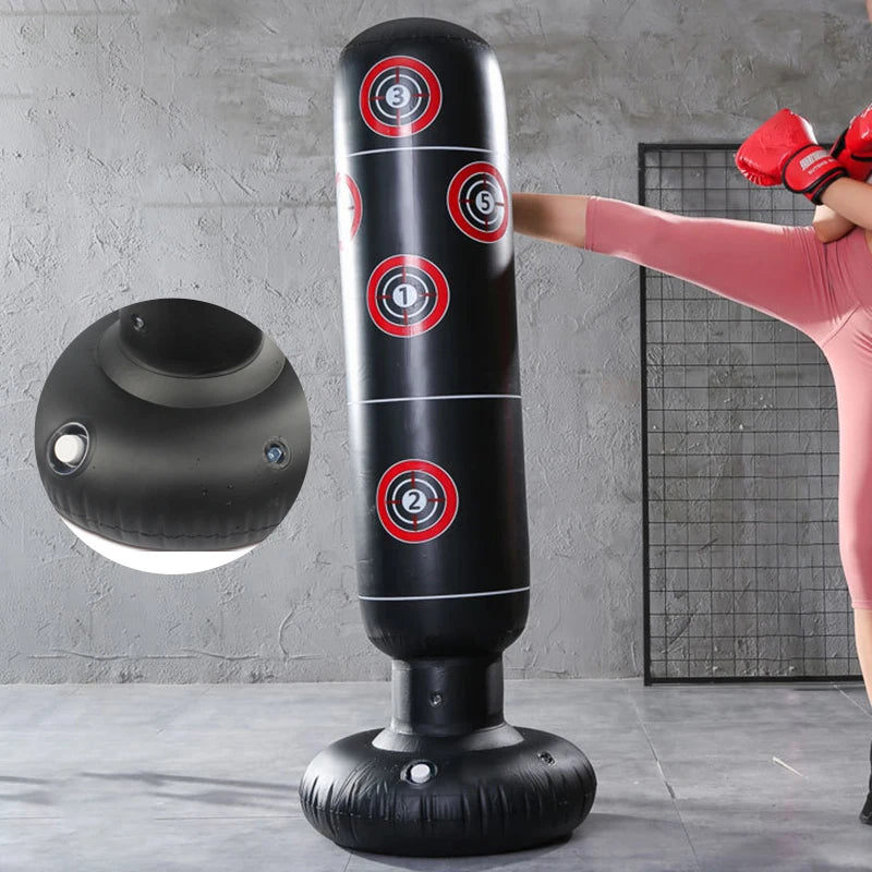 Inflatable Punching Bag PVC Boxing Bag Adults Kids Tumbler Sandbag Boxing Training Stress Relieving Sandbag