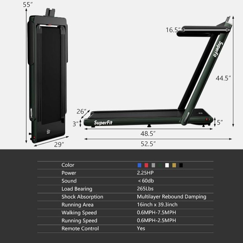 Giantex-Walking Pad / 2 in 1 Folding Treadmill, under Desk Electric Treadmill, Installation-Free with Remote Control, LED Display, Portable Walking Jogging for Home Office