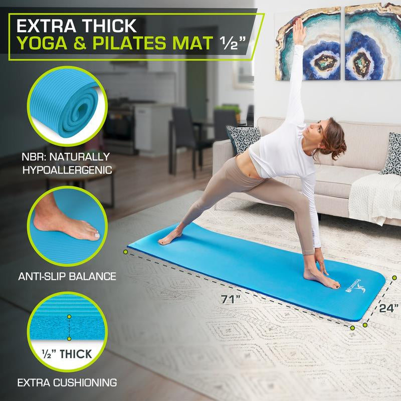 Extra Thick Yoga and Pilates Mat 1/2 Inch