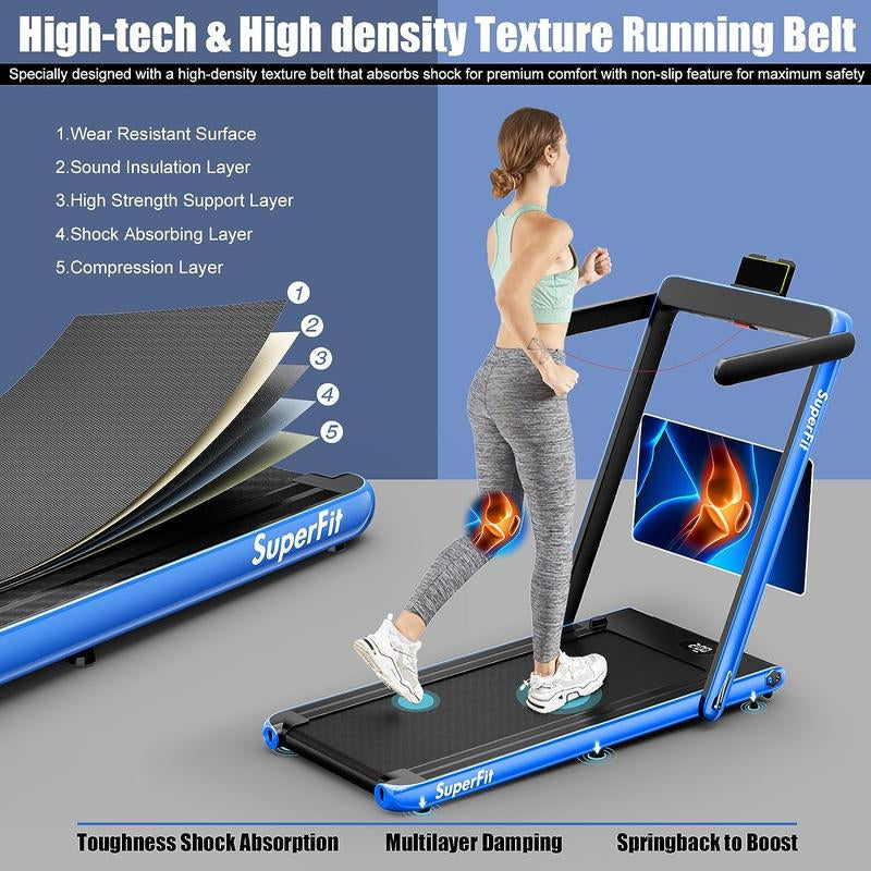 Giantex-Walking Pad / 2 in 1 Folding Treadmill, under Desk Electric Treadmill, Installation-Free with Remote Control, LED Display, Portable Walking Jogging for Home Office