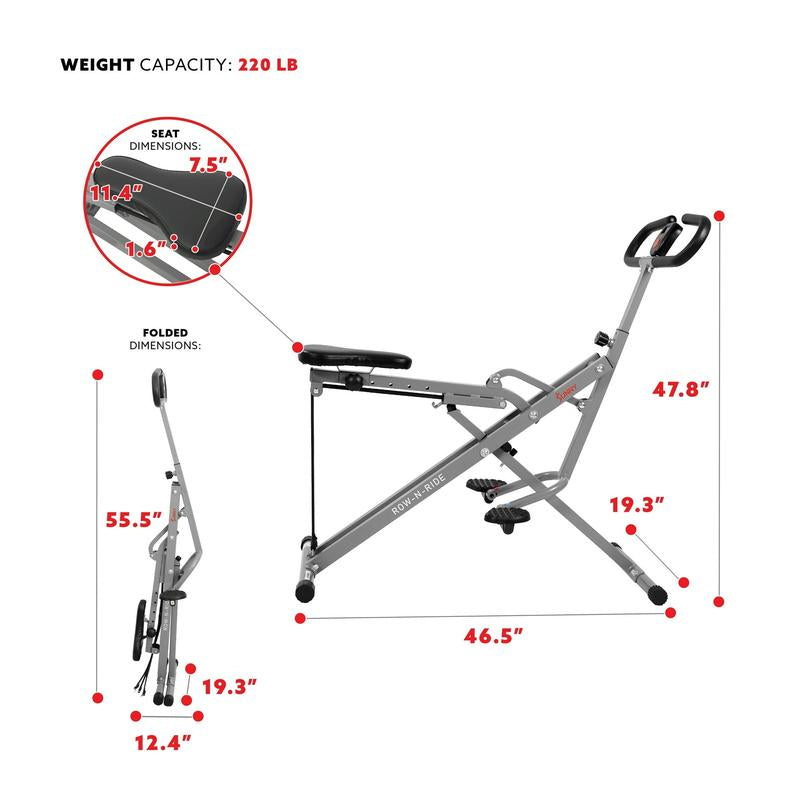 Sunny Health & Fitness Squat Assist Row-N-Ride Trainer for Glutes Workout