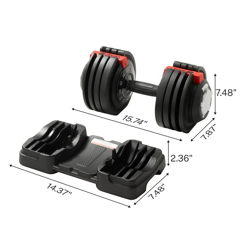 UMAY Fitness 12 Level Adjustable Dumbbells Set,52.5 LB Dumbbells Set,3-In-1 Set Work as 12 Level Dumbbells/Kettlebells/Barbells,Home Gym Weights