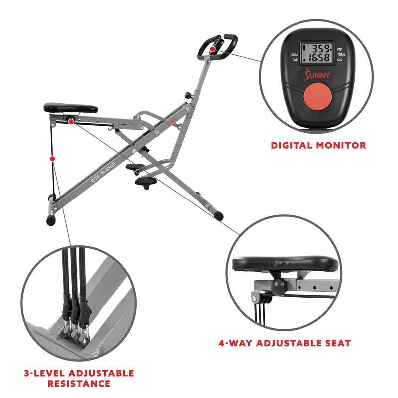 Sunny Health & Fitness Squat Assist Row-N-Ride Trainer for Glutes Workout