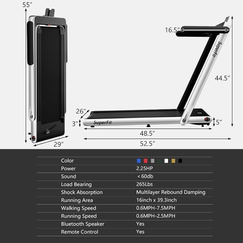 Giantex-Walking Pad / 2 in 1 Folding Treadmill, under Desk Electric Treadmill, Installation-Free with Remote Control, LED Display, Portable Walking Jogging for Home Office